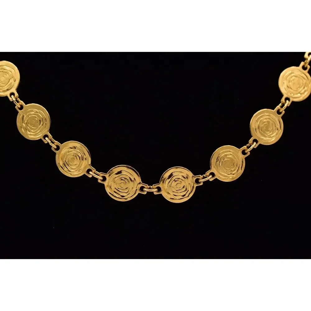 Liz Claiborne Vintage Coin Necklace Gold Chain Station Crystal Signed 80s BinBJ